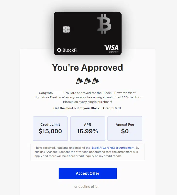 Blockfi Credit Card Limit