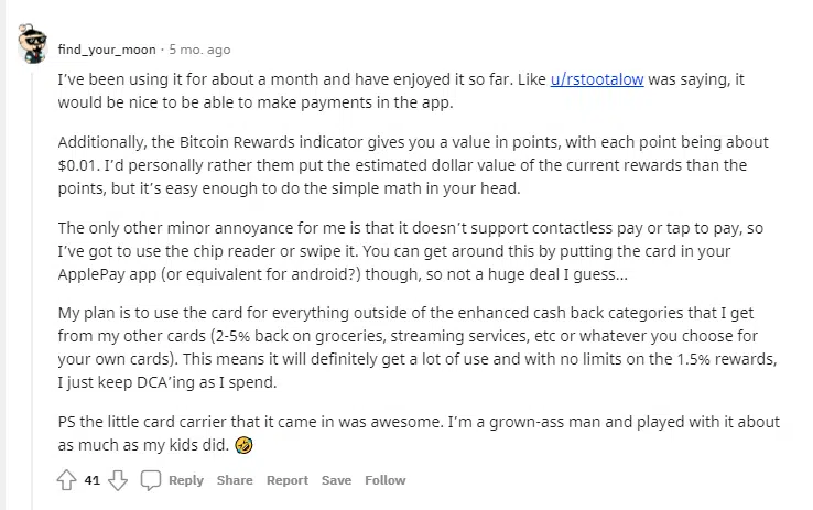 BlockFi Card Review on Reddit