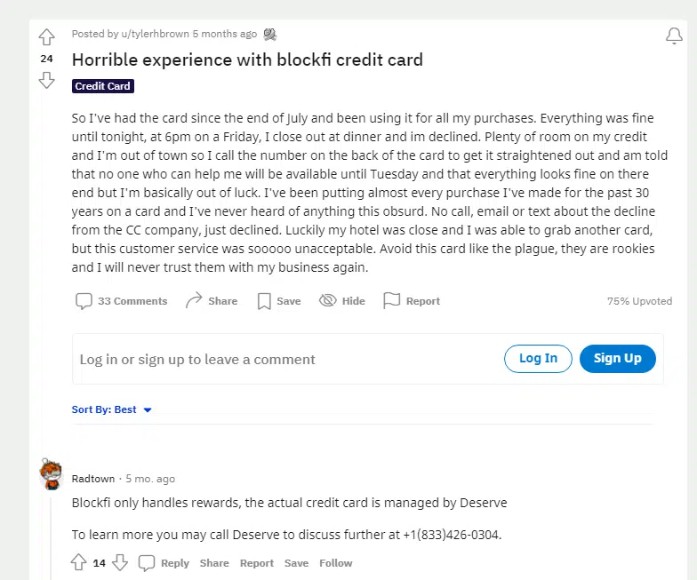 BlockFi Card Review on Reddit